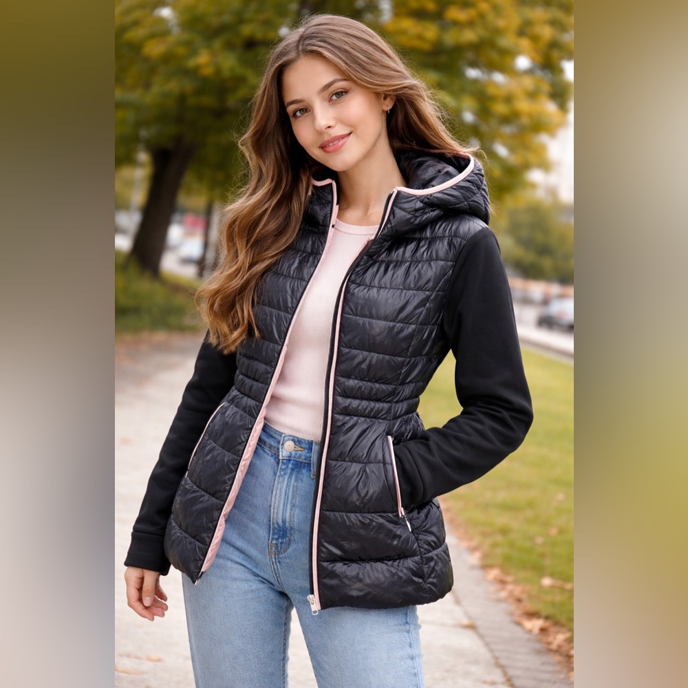 Michael Kors Black and Pink Puffer Jacket